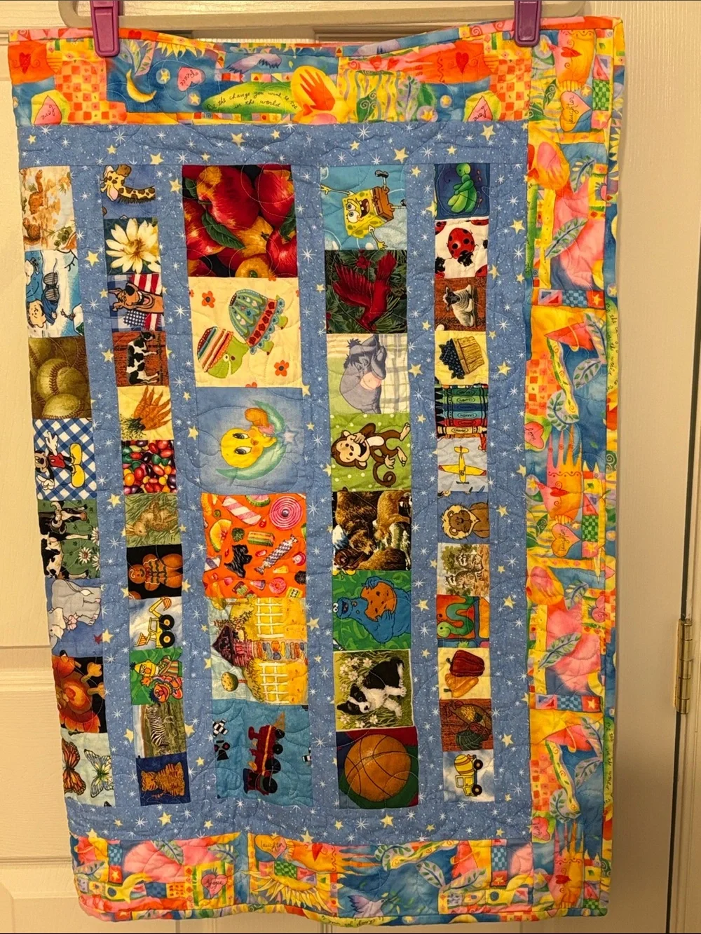 Hand Made Reversible Baby Child Quilt Farm Animals and Characters